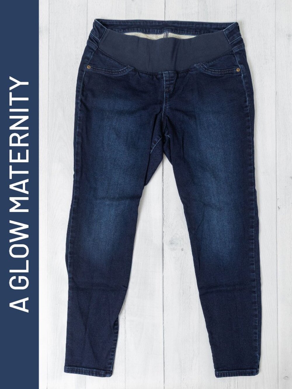 A Glow Maternity Jeans Dark Blue Jegging Low Rise Stretch - Size 12